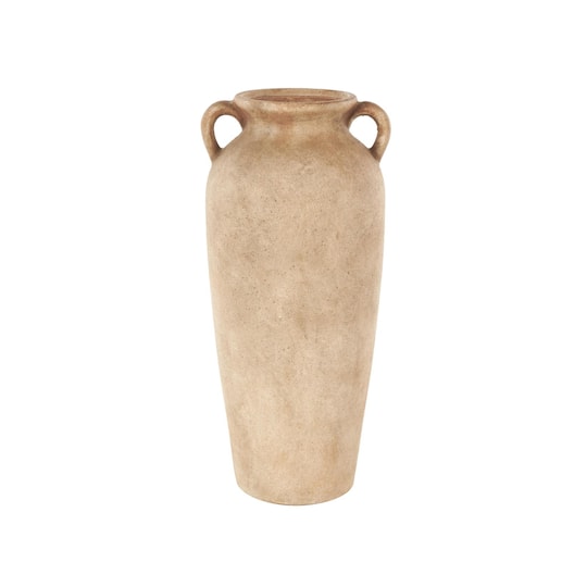 20" Brown Antique Ceramic Vase with Handles